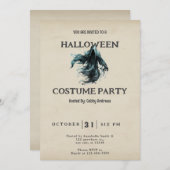 Blauer und schwarzer Grim Sensenmann Vintag Hallow Einladung (Vorne/Hinten)