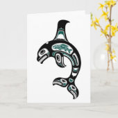 Blauer und schwarzer Haida-Geist-Killerwal Karte (Gelbe Blume)