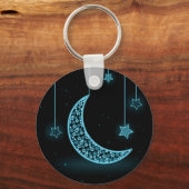Blauer und schwarzer Halbmond und Sterne Schlüsselanhänger (Vorderseite)