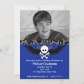 Blauer und schwarzer jugendlich Geburtstag Einladung (Vorderseite)