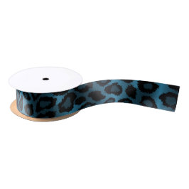 Blauer und schwarzer Leopard Satinband