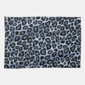 Blauer und schwarzer Leopard-Tierdruck Geschirrtuch (Horizontal)