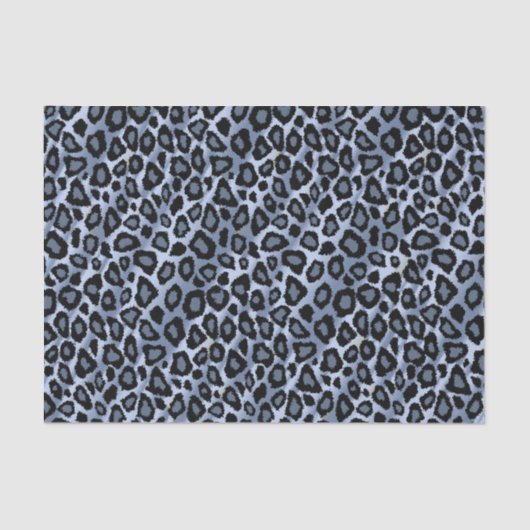 Blauer und schwarzer Leopard-Tierdruck Seidenpapier (Vorderseite)