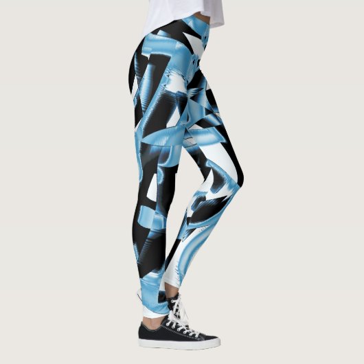 Blauer und schwarzer Schrott oder Bänder, der zers Leggings (Rechts)