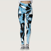 Blauer und schwarzer Schrott oder Bänder, der zers Leggings (Vorderseite)