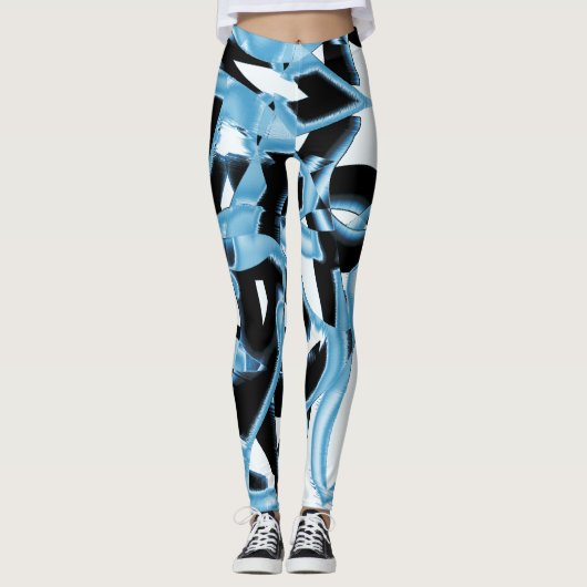 Blauer und schwarzer Schrott oder Bänder, der zers Leggings (Vorderseite)