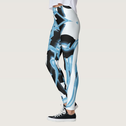 Blauer und schwarzer Schrott oder Bänder, der zers Leggings (Links)