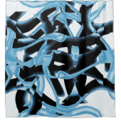 Blauer und schwarzer Schrott oder Bänder werden ze Duschvorhang (Vorderseite)