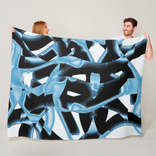 Blauer und schwarzer Schrott oder Bänder werden ze Fleecedecke