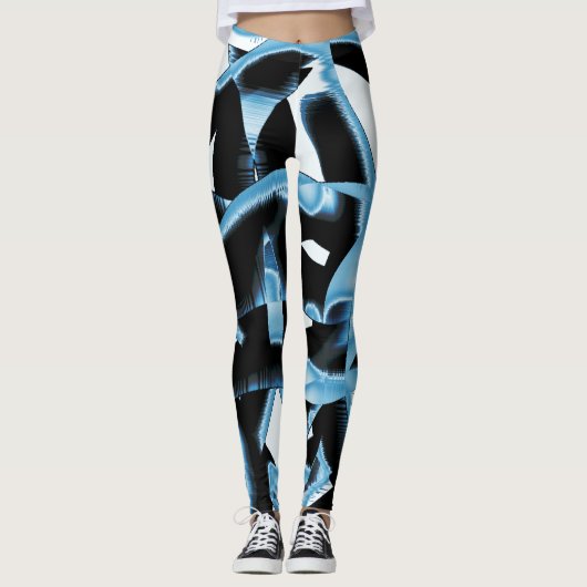 Blauer und schwarzer Schrott oder Bänder werden ze Leggings (Vorderseite)