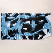 Blauer und schwarzer Schrott oder Bänder werden ze Strandtuch (Vorderseite)