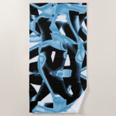 Blauer und schwarzer Schrott oder Bänder werden ze Strandtuch (Vorderseite)