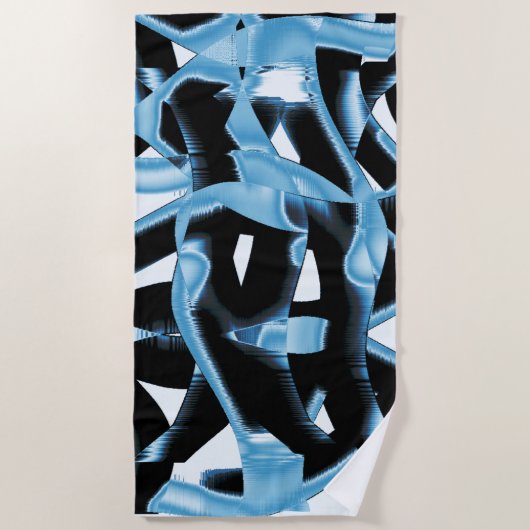 Blauer und schwarzer Schrott oder Bänder werden ze Strandtuch (Vorderseite)