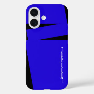 Blauer und schwarzer Streifen auf Streifen, Indivi iPhone 16 Hülle