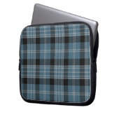 Blauer und schwarzer Tartan-karierte Laptopschutzhülle (Vorderseite Links)