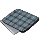 Blauer und schwarzer Tartan-karierte Laptopschutzhülle (Vorne Knopf)