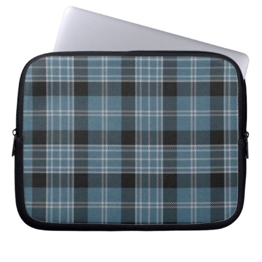 Blauer und schwarzer Tartan-karierte Laptopschutzhülle (Vorderseite)
