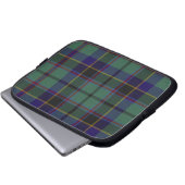Blauer und schwarzer Tartan-karierte Laptopschutzhülle (Vorne Knopf)