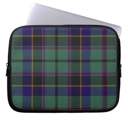 Blauer und schwarzer Tartan-karierte Laptopschutzhülle (Vorderseite)