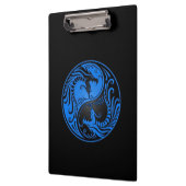 Blauer und schwarzer Yin Yang Drache Klemmbrett (Links)