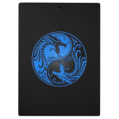 Blauer und schwarzer Yin Yang Drache Klemmbrett (Rückseite)