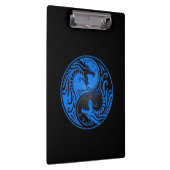 Blauer und schwarzer Yin Yang Drache Klemmbrett (Rechts)