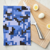 Blauer und Schwarzes Wasser Pixel Camouflage Muste Handtuch (Viertel Falte)