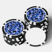 Blauer und Schwarzes Wasser Pixel Camouflage Muste Pokerchips (Stapel)