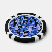 Blauer und Schwarzes Wasser Pixel Camouflage Muste Pokerchips (Einzeln)