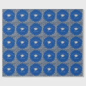 Blauer und silberner Abschluss Geschenkpapier (Flach)