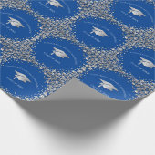 Blauer und silberner Abschluss Geschenkpapier (Ecke)