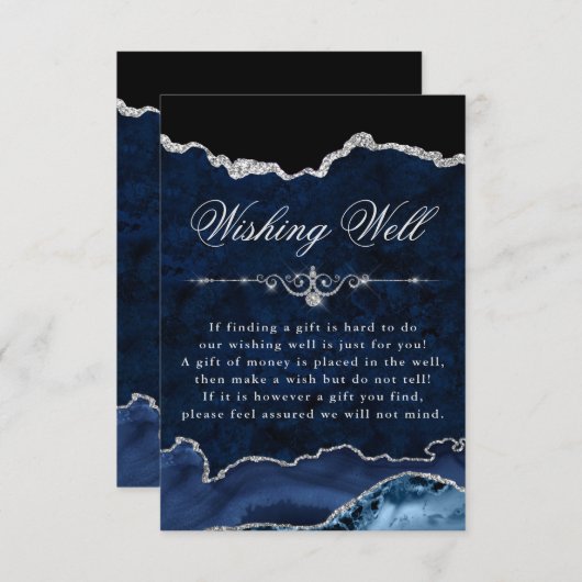 Blauer und Silberner Glitzer Marmorpforte wünscht Begleitkarte (Vorne/Hinten)