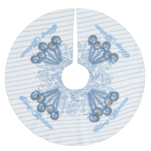 Blauer und silberner polyester weihnachtsbaumdecke (Vorderseite)