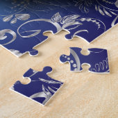 Blauer und silberner Schädel des wunderlichen Puzzle (Seite)