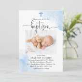 Blauer und Silberschwanz - Taufbecken Einladung (Stehend Vorderseite)