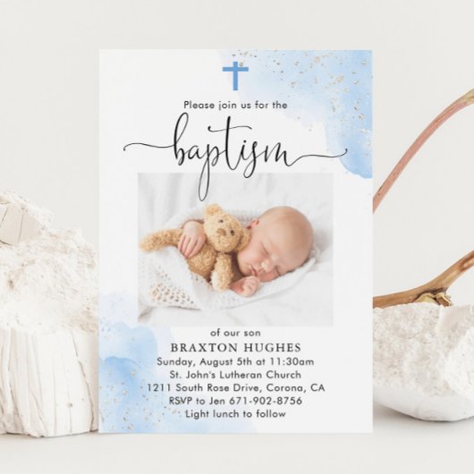 Blauer und Silberschwanz - Taufbecken Einladung