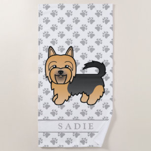 Blauer und Tan Australischer Terrier Cartoon Hund Strandtuch