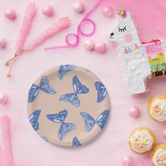 Blauer und Tan-Kernschrott Pappteller (Party)