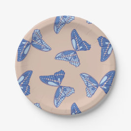 Blauer und Tan-Kernschrott Pappteller