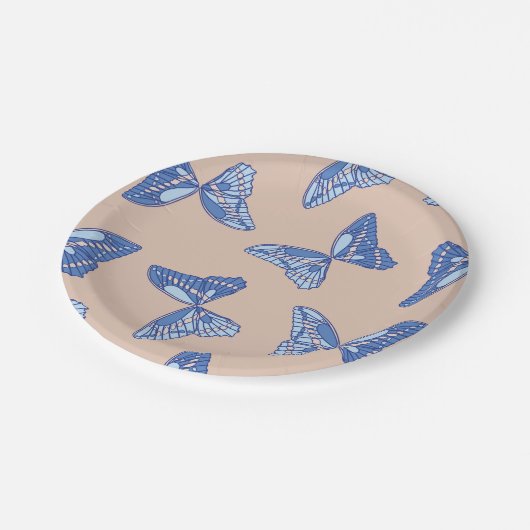 Blauer und Tan-Kernschrott Pappteller (Schrägansicht)