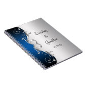 Blauer und verzierter silberner Wirbel, der Notizblock (Rechte Seite)