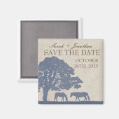 Blauer und Vintager Pferdezuchtbetrieb in Elfenbei Magnet (Vorderseite/Rückseite)