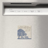 Blauer und Vintager Pferdezuchtbetrieb in Elfenbei Magnet (In Situ (Geschirrspüler))