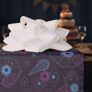 Blauer und violette Blumen Elegantes Muster für di Geschenkpapier