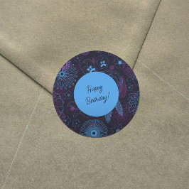 Blauer und violette Blumen Elegantes Muster für di Runder Aufkleber