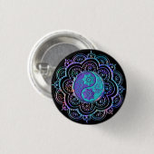 Blauer und violetter Mandala Button (Vorne & Hinten)