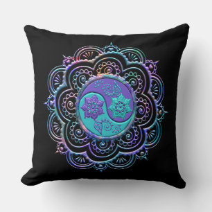 Blauer und violetter Mandala Kissen