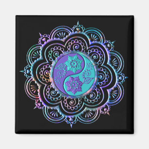 Blauer und violetter Mandala Magnet