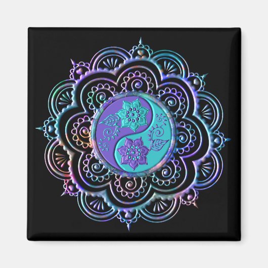 Blauer und violetter Mandala Magnet (Vorne)