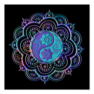 Blauer und violetter Mandala Poster